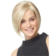 Free Shipping 1PC Bobo Wigs White Women European Straight Synthetic Kanekalon Black Women U Part Wig Natural Short Blonde Wig
