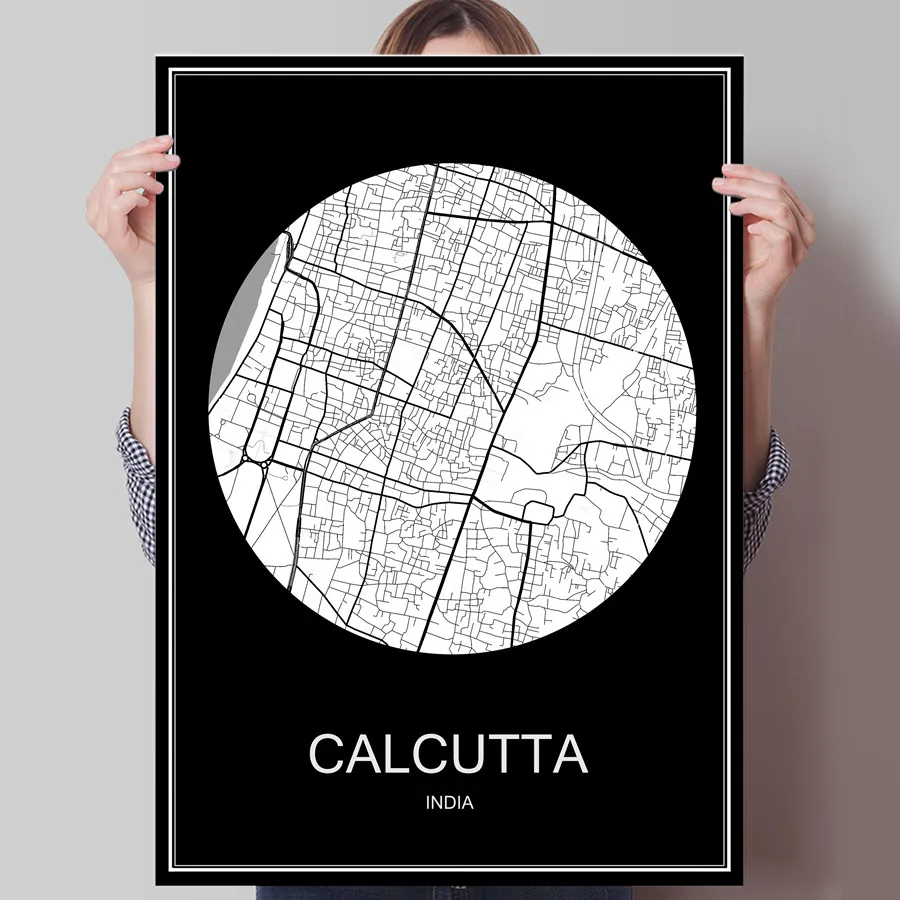 CALCUTTA India Famous World City Map Print Poster Print on Paper or
