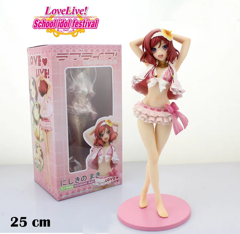 

Free Shipping Lovely 10" Love Live! Nishikino Maki Swinsuit Version 25cm Boxed PVC Action Figure Collection Model Toy Gift