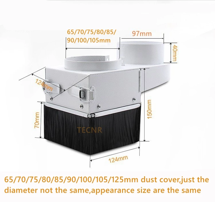 TECNR Съемная крышка пылесборника с ЧПУ диаметр 65 мм 70 мм 75 мм 80 мм 85 мм 90 мм 100 мм 105 мм 125 мм для гравировального станка с ЧПУ