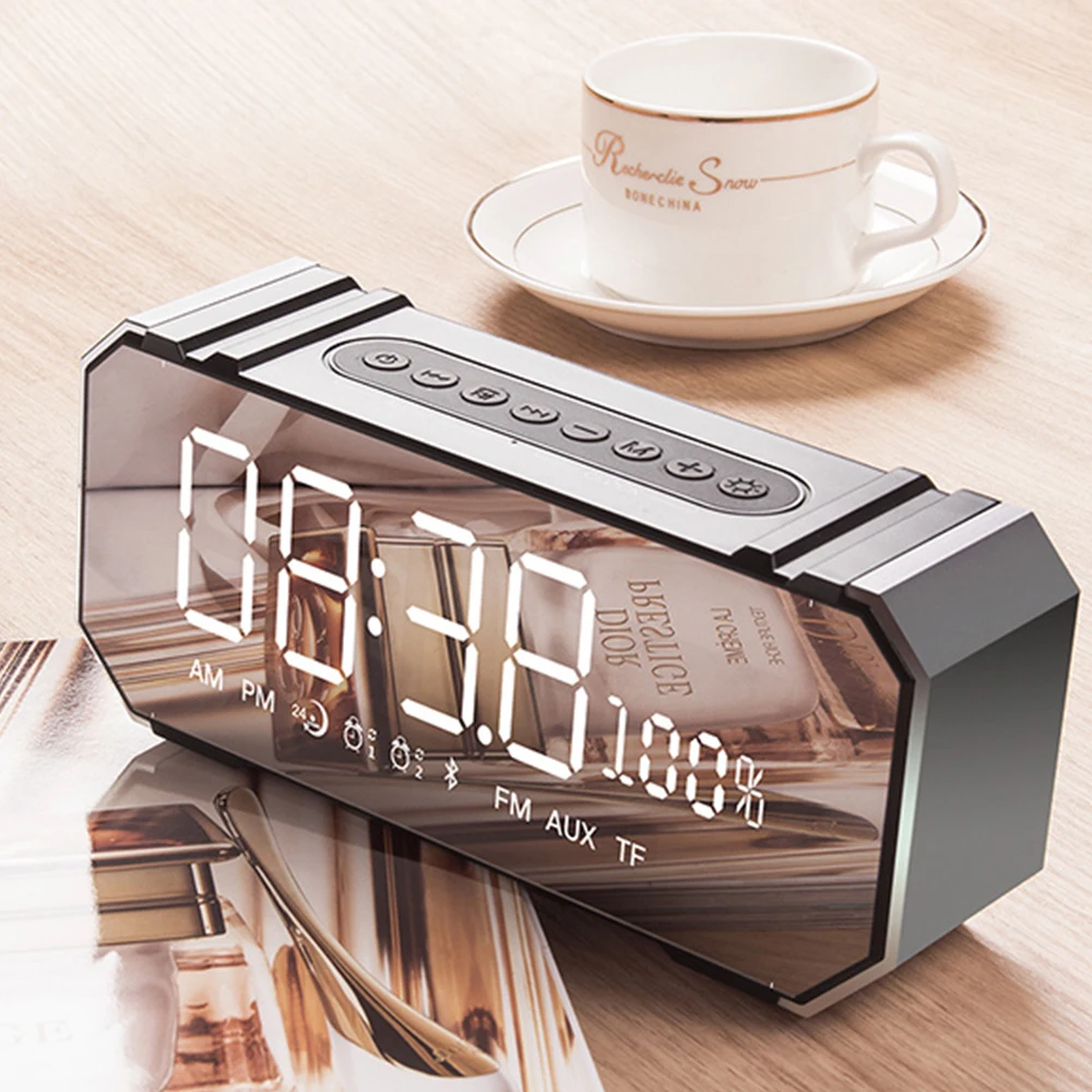 

JY Audio LED Alarm Clock Portable Bluetooth Speakers Wireless Stereo Support AUX TF Radio FM USB MIC for iphone xiaomi Computer