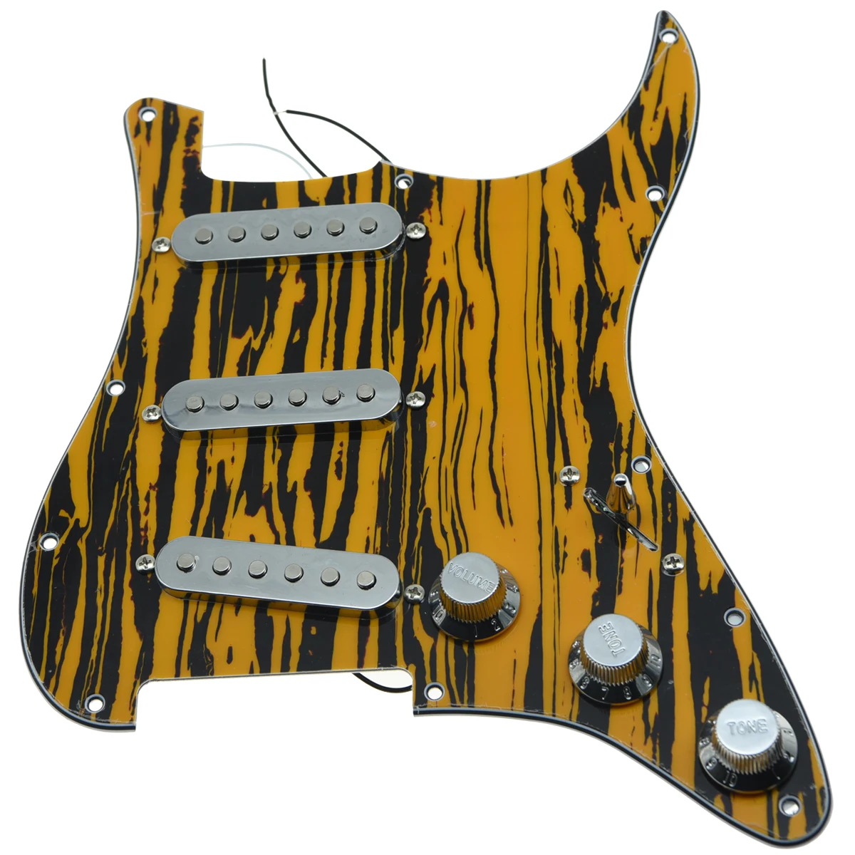 KAISH различные пользовательские Strat Pickguard Prewired ST SSS Pickguard с керамическими звукоснимателями подходит для Fender загруженный Pickguard - Цвет: Yellow Stripe-CR