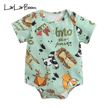 LarLarBoom/Детские комбинезоны; милый комбинезон с рисунком животных для малышей; летние шорты; хлопковая одежда для новорожденных с рукавами; комбинезон