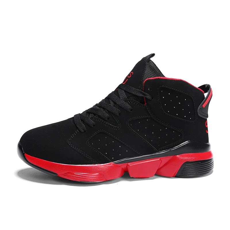 Баскетбольная обувь с высоким берцем; спортивная обувь для пар; легкая Нескользящая обувь; легкая обувь; удобная спортивная обувь; кроссовки - Цвет: Black red
