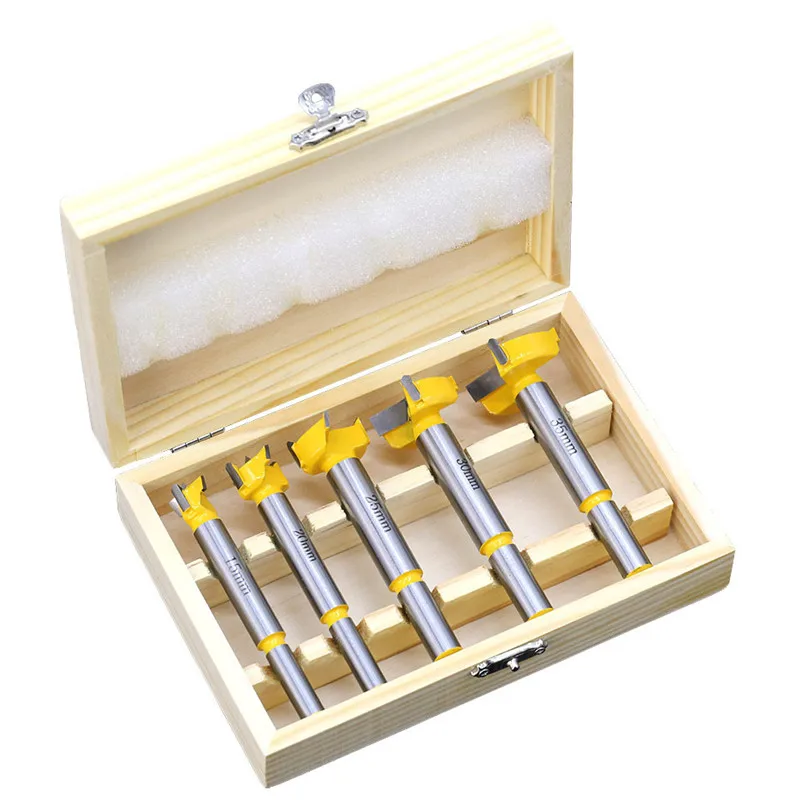 

5pcs Forstner Tips Hinge Boring Drill Bit Set for Carpentry Wood Window Hole Cutter Auger Wooden Drilling Woodworking Tools