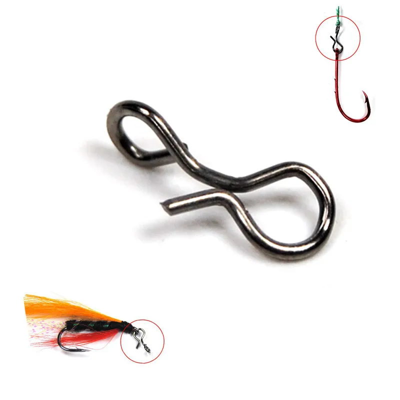 Fly Hooks Fishing Snap Flies Hooks Quick Change Lures Carbon Steel Fishing Snaps