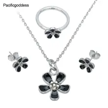 stainless steel jewelry set Wedding Engagement earrings necklace and rings set for girl as gift
