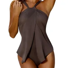 Женский цельный купальный костюм сексуальный однотонный полукруглый Монокини одежда для купания, купальник боди трикини купальный костюм Плюс большой размер C0496