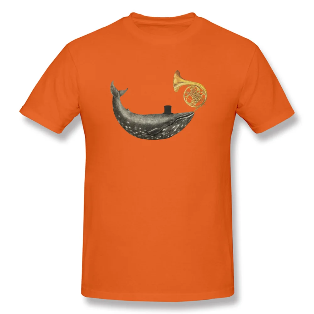 Tops Shirt Whale Song T Shirt Summer Fall 2018 Fashion Printed Short Sleeve Pure Cotton Round Collar Men Tshirts Printed Whale Song orange