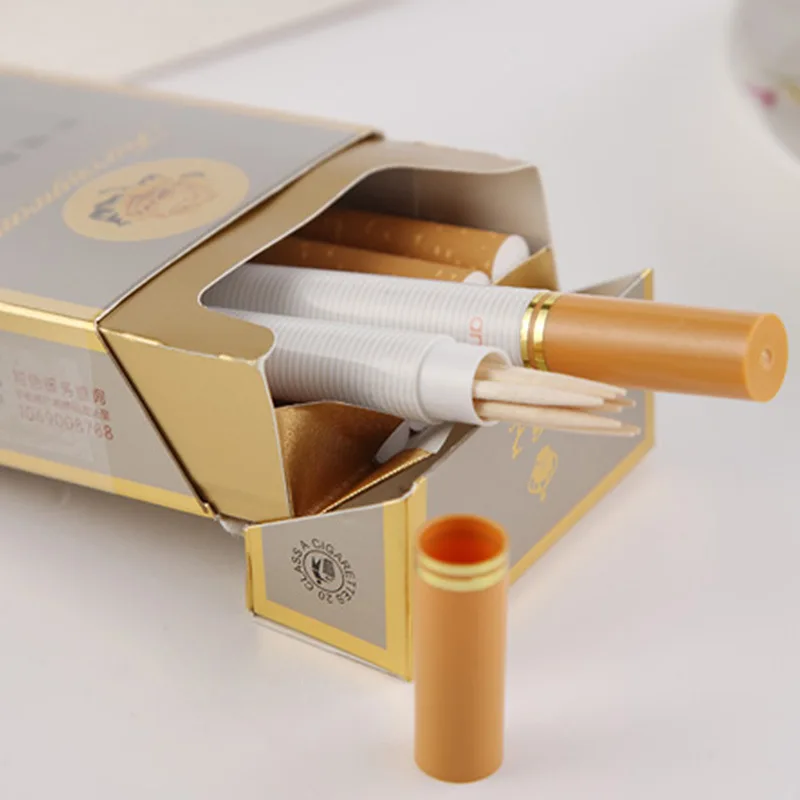 

2 Pack portable toothpick box creative imitation cigarette toothpick holder cigarette accessories mini Storage organizer boxes