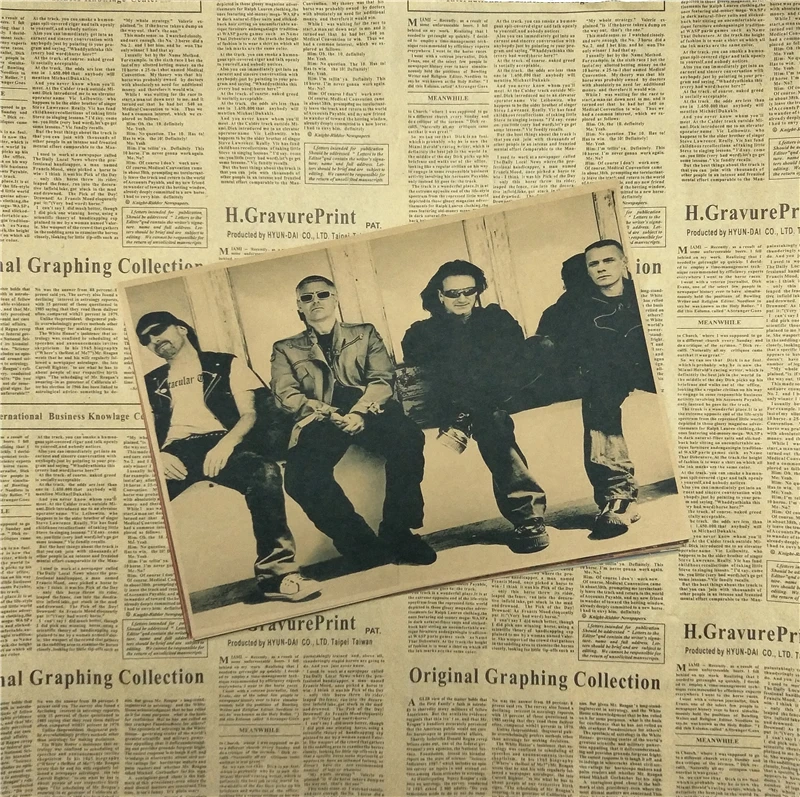 Винтажный постер U2 в стиле ретро британский ирландский крафт плакат для кафе