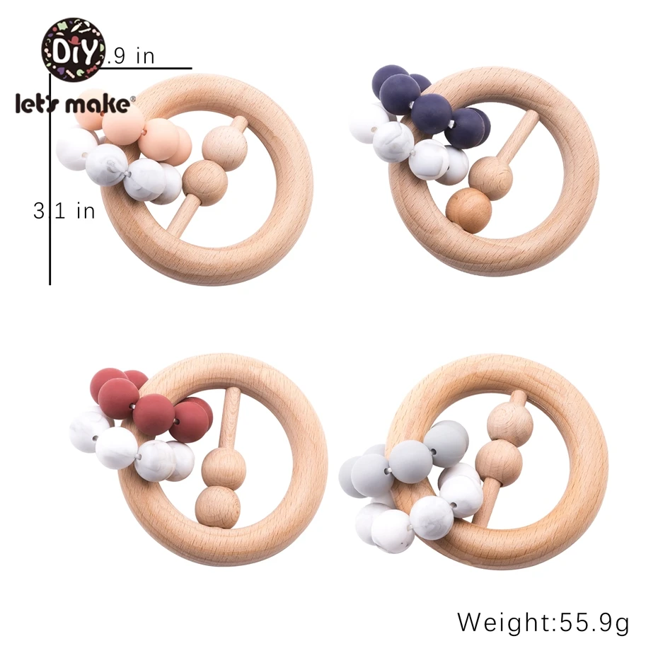 Let'S Make деревянное кольцо Прорезыватель подвесная игрушка для детской кроватки кровать Колокольчик для детской кровати крошечные стержни силиконовые бусины детские погремушки игрушки на кроватку мобили Прорезыватель