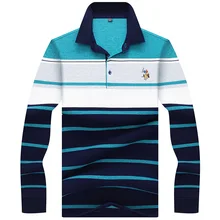 JUNGLE ZONE брендовая мужская одежда Новая высококачественная рубашка поло с вышивкой мужская полосатая рубашка-поло с длинным рукавом 8863