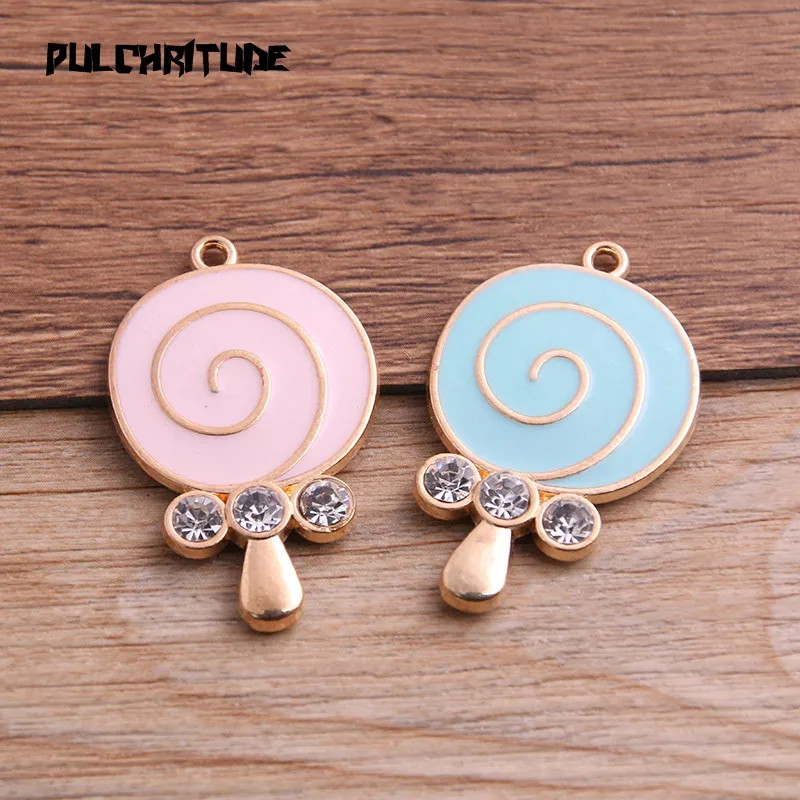 

PULCHRITUDE 2pcs 25*42mm Two Color Alloy Metal Drop Oil Bow Lollipop Charms Pendant For DIY Bracelet Necklace Jewelry Making
