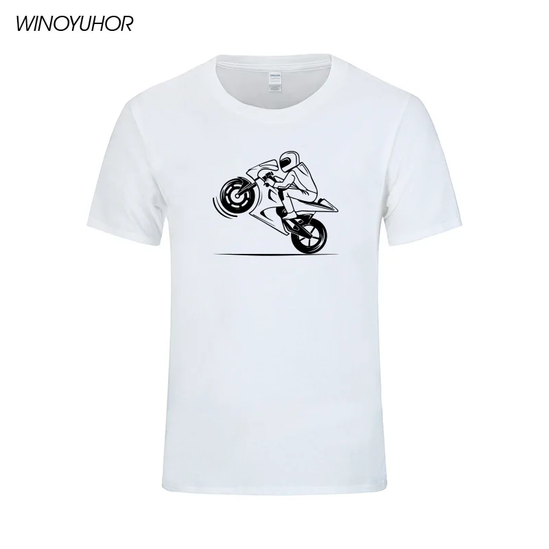 Letní módní krátký rukáv bavlněné tričko Pánské vysoce kvalitní motocykl závodník tištěné Topy Hipster Tees Hip Hop Streetwear