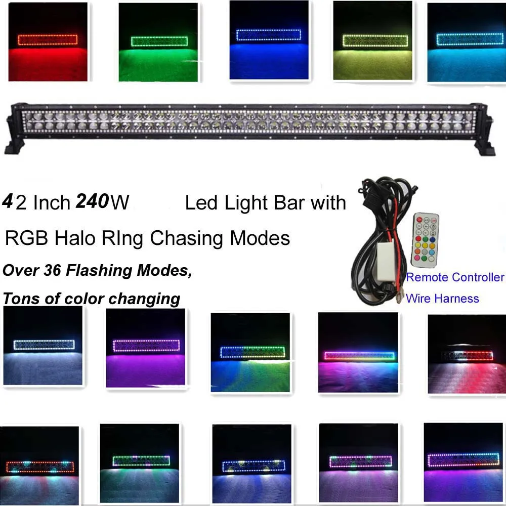 Honzdda 240 Вт 42 дюймовый светодиодный светильник 12 в RGB Halo Ring 300 мигающих режимов с