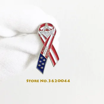 

50pcs Custom Enamel Brooch Pins US Flag Faith Hope Charity Masonic Lapel Pin Compass Freemason Cancer Awareness Ribbon Badge