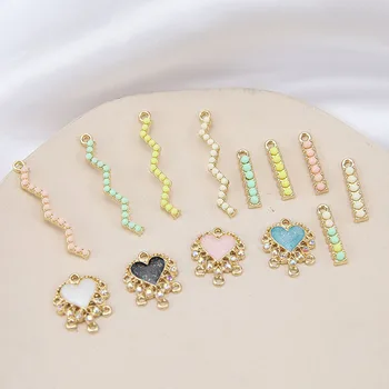 

10 pcs Enamel Charm Pendant Fashion Heart Shape Jewelry Oil Drop Charms Alloy Pendant Fit Necklaces Bracelets DIY Accessories