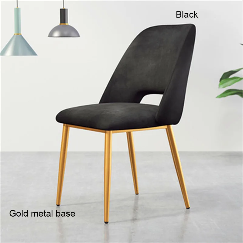Современный в стиле минимализма нордический нержавеющий стальной обеденный стул Повседневная мебель домашний стул ресторан кухня диван для кафе стул - Цвет: Gold base Black