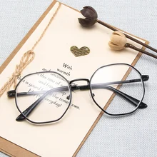 GLAUSA Ретро полигоновые металлические очки для близорукости Брендовые женские и мужские прозрачные близорукие очки с градусом от-1,0 до-4,0