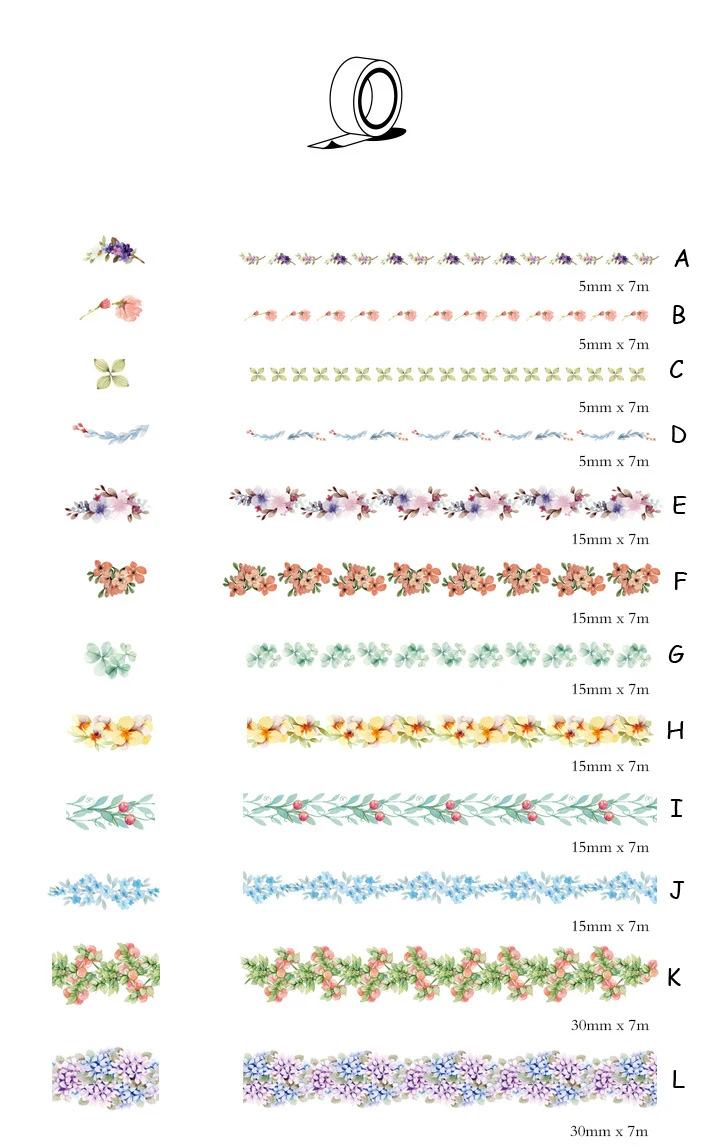 5 мм 15 мм 30 мм* 7 м цветок декоративная васи лента Скотч DIY Скрапбукинг планировщик Маскировка для ремесла клейкая лента школьные офисные принадлежности