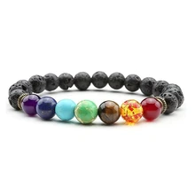 2017 Newst 7 Chakra Bracelet Men Black Lava Healing Balance Beads Reiki Buddha Prayer Natural Stone Yoga Bracelet For Women