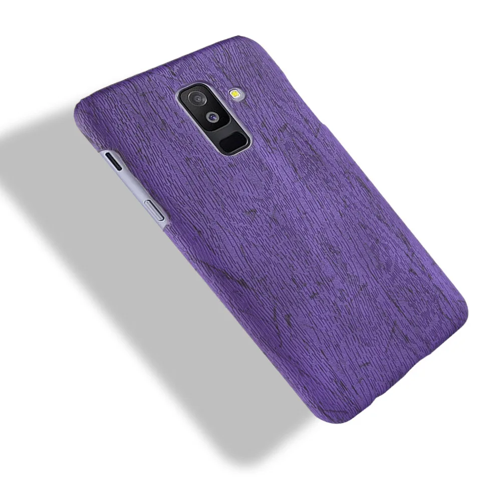 For Samsung Galaxy A6 Plus Case Hard PC+PU Leather Retro wood grain Phone Case For Samsung Galaxy A6 Plus Cover Luxury Wood Case