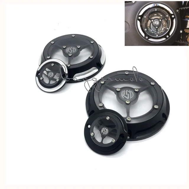 RSD Derby Cover Timing Timer Covers 6 holes CNC Deep Cut Black Chrome