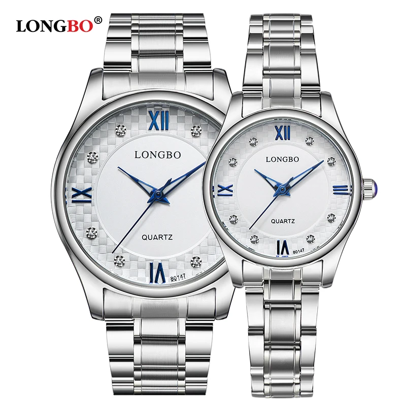 

LONGBO 1 Pair Women Men Couple Watch Luxury Quartz Stainless Steel Watches Fashion Casual Clock Wristwatches for Lovers 80147