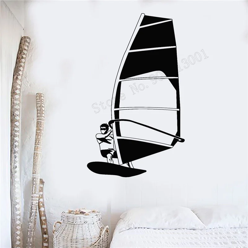 

Wall Art Sticker Vinyl Decor Windsurfing Sail Water Sports Decoration Beach Game Modern Active Poster Fashion Sports LY430