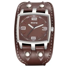 2017 Relogio Masculino Mens Watches Top Brand Luxury SKONE Men Military Sport Wristwatch Chronograph Brown Leather Quartz Watch
