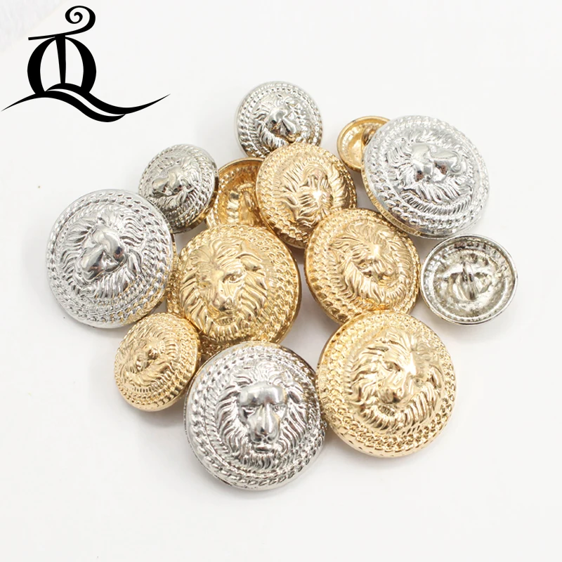 

Free shipping wholesale 10pcs silver gold lion metal Buttons clasp factory direct metal buttons 13-25mm sewing supplies