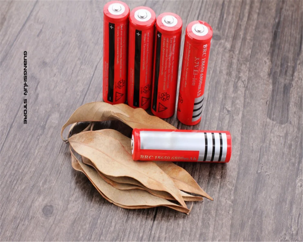 

OOLAPR 12pcs 18650 6800mah Red Free shippng 18650 Li-ion Rechargeable 3.7V Battery for Flashlight Newest battery for flashlight