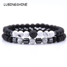 2 unidades/conjuntos de pulsera de distancia de piedra Natural Micro Bola de discoteca pavé mate encantos de 6mm pulseras de cuentas para Mujeres Hombres joyería de Yoga