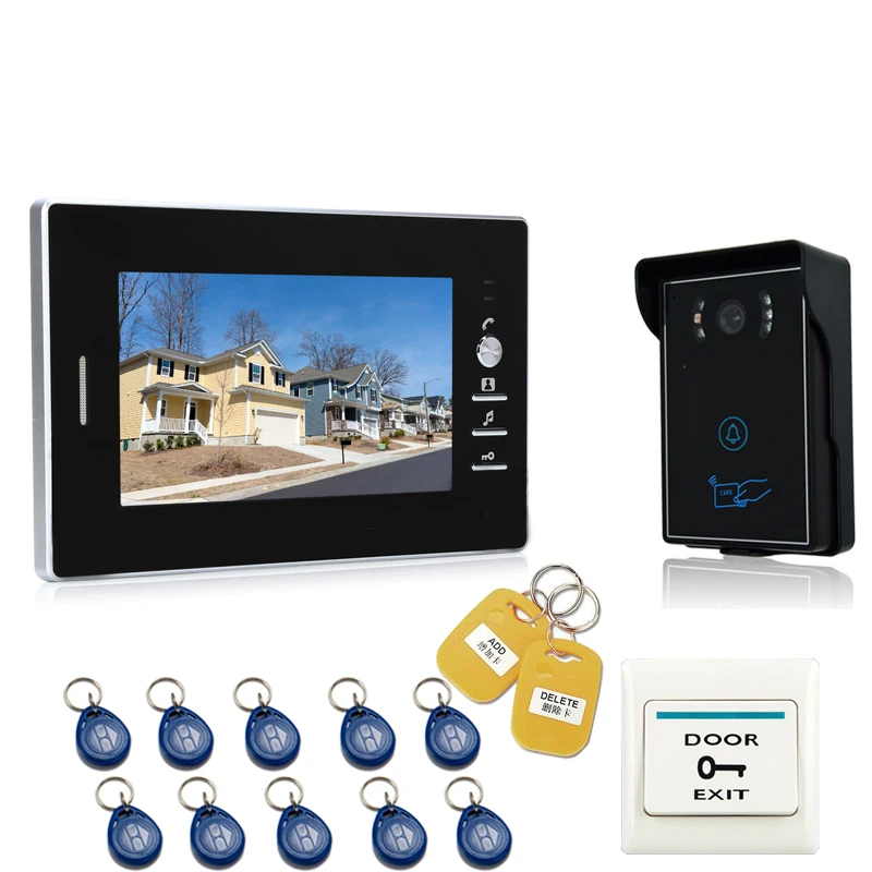 JEX NEW 7`` LCD Video Intercom Entry Door Phone System 700TVL Touch Key Waterproof RFID Access Camera FREE SHIPPING JEX NEW 7`` LCD Video Intercom Entry Door Phone System 700TVL Touch Key Waterproof RFID Access Camera FREE SHIPPING