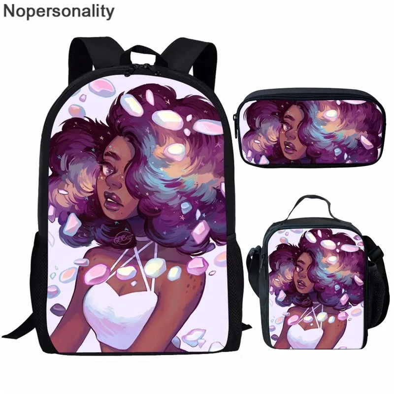 Nopersonality Balck Afro школьные сумки с принтом для девочек, для начальной школы, сумка для книг, Классический Африканский рюкзак, школьные сумки для подростков, Mochia