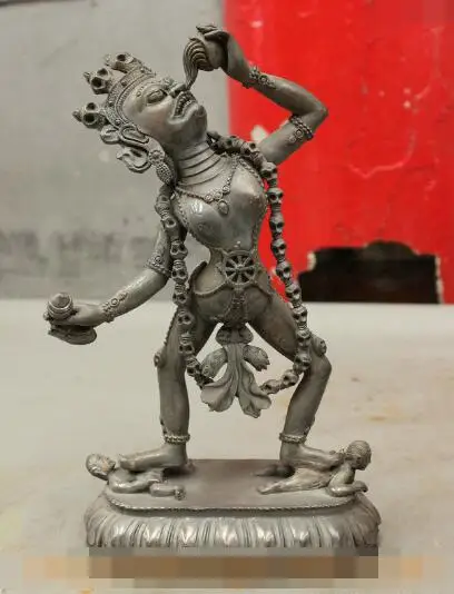 

S01966 10" Folk Chinese Tibetan Buddhism Pure Bronze Technics Vajravarahi Dakini Statue (B0413)