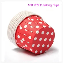 100X красная точка жиронепроницаемая бумага для булочек, кексов Чехлы для выпечки чашки Свадебный кекс украшения инструменты 3,8 см* 5 см* 3 см