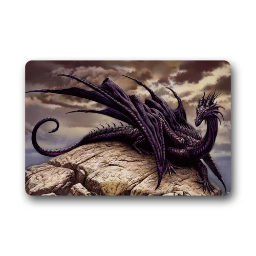 

Memory Home Custom Machine-washable Amethyst Purple Dragon Doormat Kitchen Mats Living Room Bath Carpet Bedroom Rugs