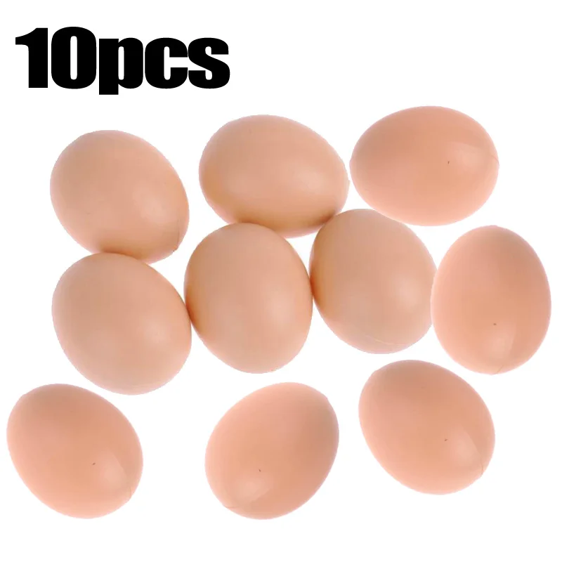 

10Pcs Fake Dummy Egg Hen Poultry Chicken Prank Plastic Eggs Home Party Decor For Cooking Games