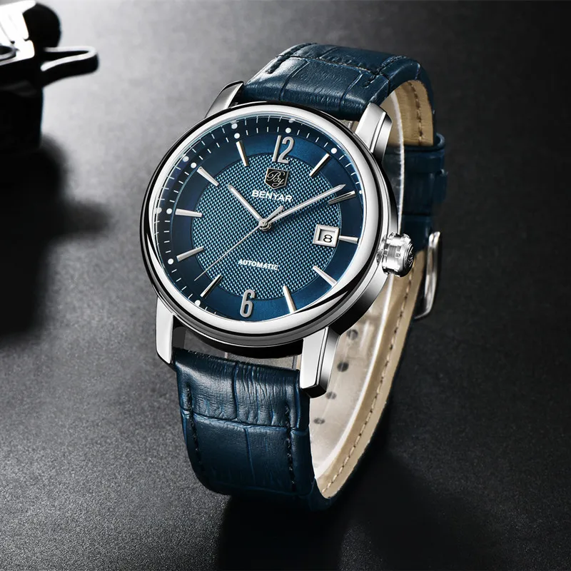 BENYAR 2020 New Fashion Top Luxury Brand Leather Watch Automatic Men Wristwatch Men Mechanical Steel Watches Relogio Masculino