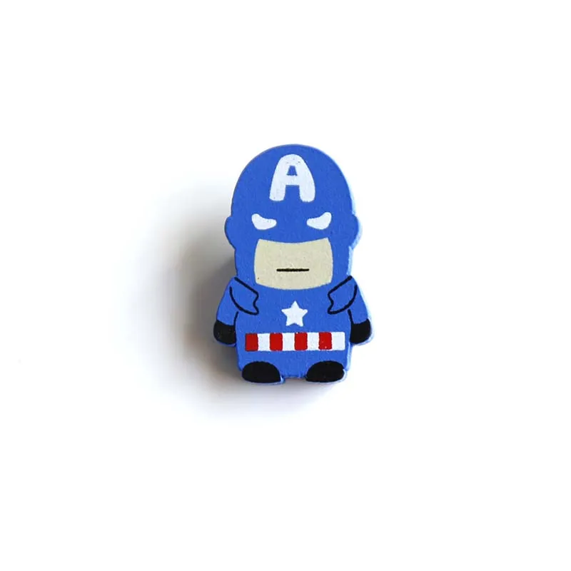 Nengdou M2 Супермен Человек-паук щит Капитан Америка мультфильм значок деревянные броши для мальчика значки на рюкзаке аниме одежда - Цвет: M2-2