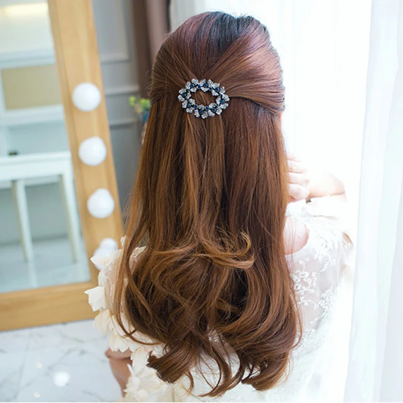 Haimeikang, женская мода, полые стразы, заколка для волос, аксессуары для волос, принцесса, синий кристалл, цветок, весна, заколки для волос, подарки
