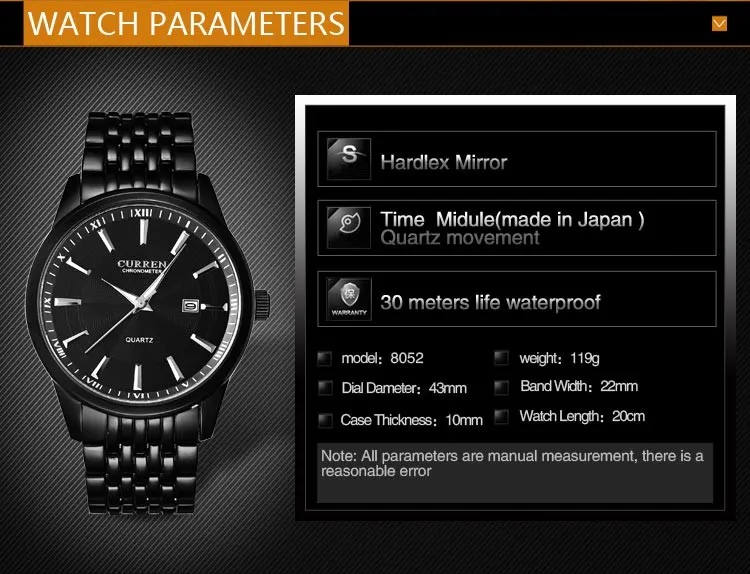 CURREN Часы мужские роскошные брендовые деловые повседневные часы кварцевые часы relogio masculino8052