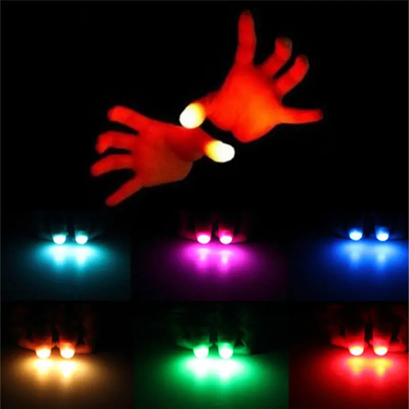 Лидер продаж 2 шт. магический супер яркий светодиодный светильник на шнуровке больших пальцев Пальцы Трюк, появившись светильник крупным планом светильник-Набор для творчества, обучающая игрушка