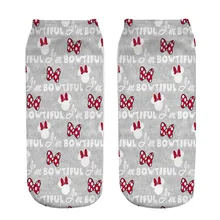 1 пара, женские носки с милым бантиком, с 3D принтом, забавные носки, модные носки из полиэстера 19*8 см