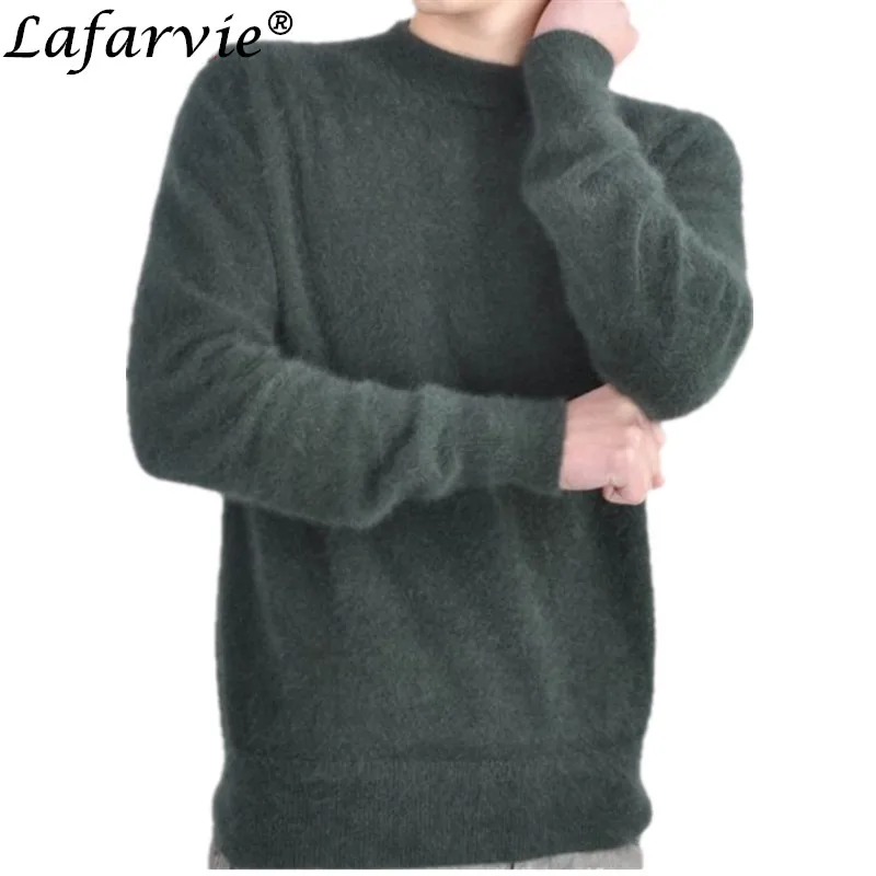 Lafarvie, модный норковый кашемировый мужской вязаный свитер, Осень-зима, распродажа, стандартный однотонный пуловер с длинным рукавом и круглым вырезом