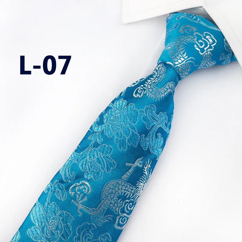 Высококлассный Шелковый праздничный китайский дракон китайский талисман шаблон Свадебный галстук шафера - Цвет: L-07