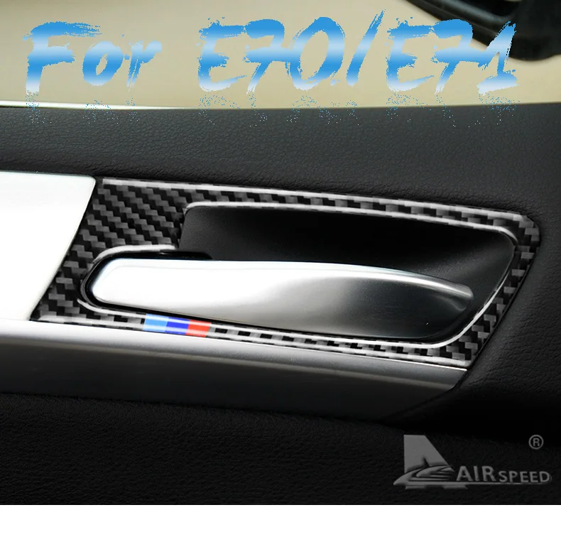 Carbon Fiber Car Interior Door Handle Cover Stickers Decoration Mouldings for BMW E70 X5 E71 X6 2008-2014 Accessories (1)