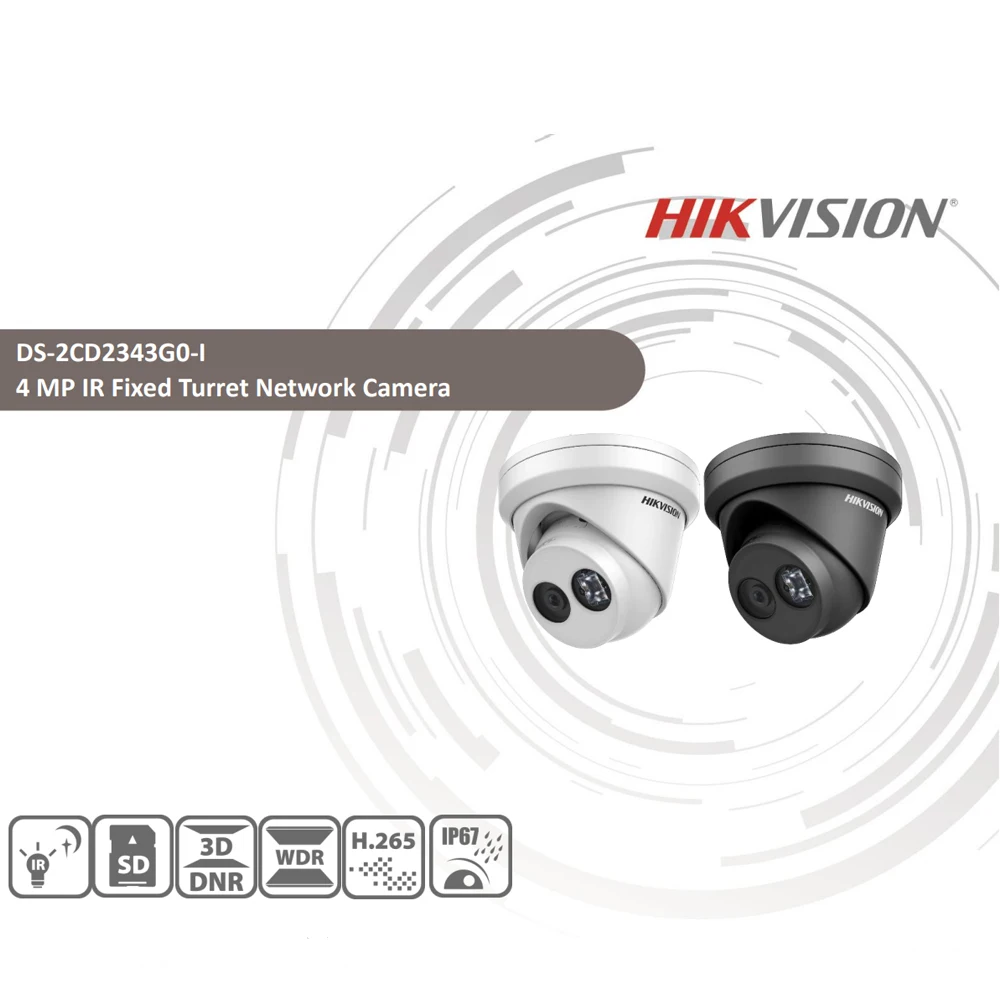 HIKVISION H.265 камера DS 2CD2343G0 I 4MP IR сетевая с фиксированной башней мини купольная ip слот